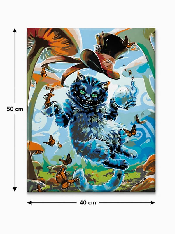 Maleri efter tal med ramme Billeder til maleri - Cheshire Cat 40x50 cm