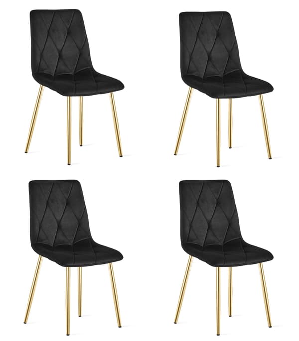 LIBRA stol - sort fløjl / guldben x 4