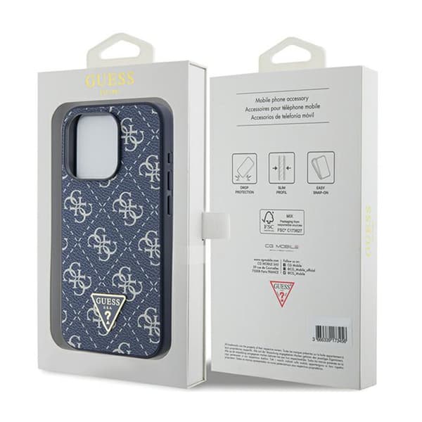 Guess 4G Triangle Metal Logo - iPhone 15 Pro-skal (Blå)