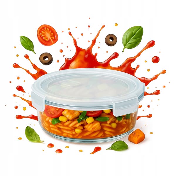 Hermetisk rund glasbehållare 620 ml för mat, sallad, lunch, soppa