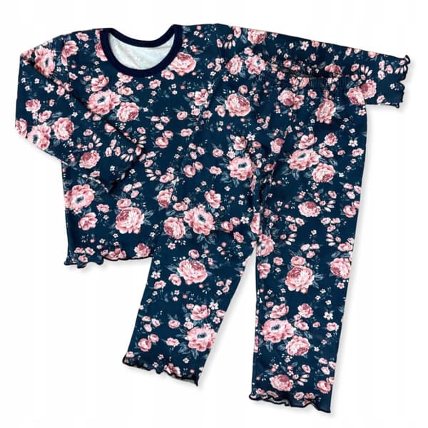 BOMULLSPYJAMAS 116 PYJAMAS FÖR FLICKA FÖR FÖRDAG ROSA MARINBLÅ