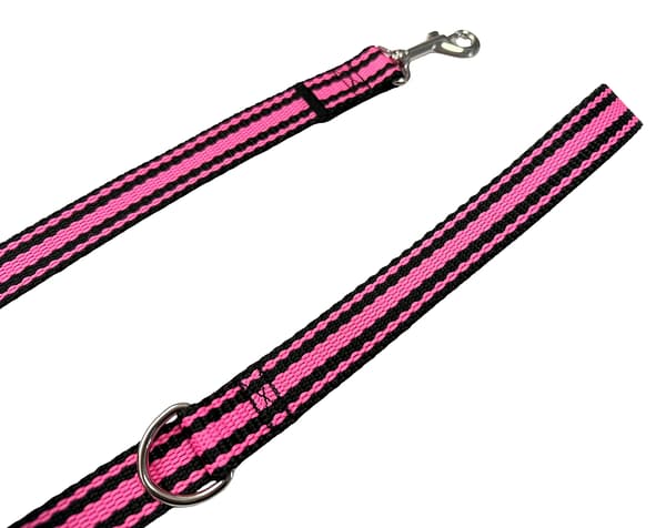 Klassisk hundesnor til gåture, solid, komfortabel, sort og pink, M - 150cm