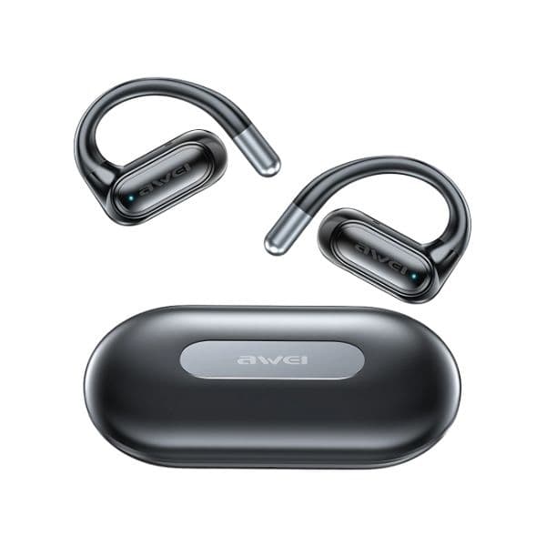 AWEI Bluetooth 5.4 hovedtelefoner OWS T93+ dockingstation sort/sort