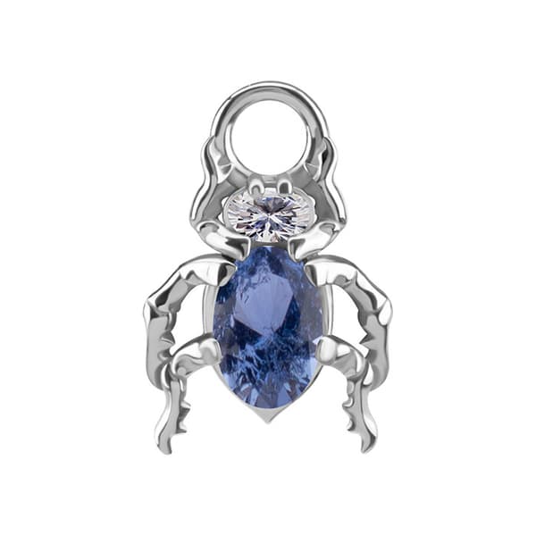 Charms - CoCr NF - bille med marineblå nano-sten - sølv - D-085