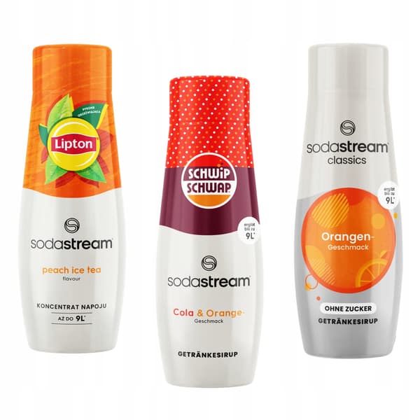 koncentrater Sodastream Lipton Ice Tea Peach + Schwip Schwap + Orange Zero