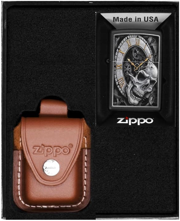 Zippo Skull Clock sytyttimen lahjajoukko nro 2