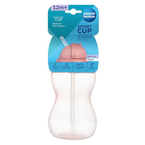 Flaske med foldbart silikonetube 370 ml pink, Canpol