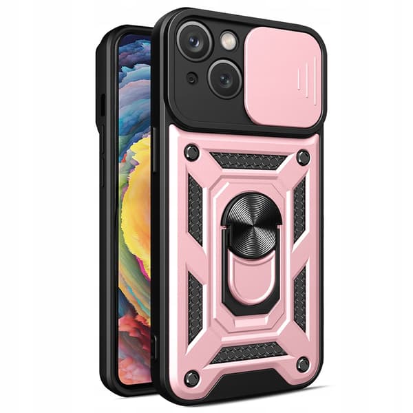 Hybrid Armor Camshield iPhone 14 Plus-skal med kameraskydd, rosa