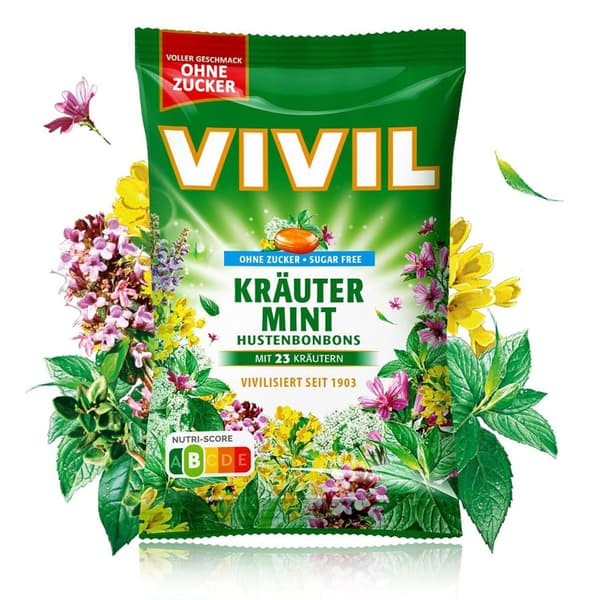 Vivil Krauter Mint Sukkerfri slik 120 g