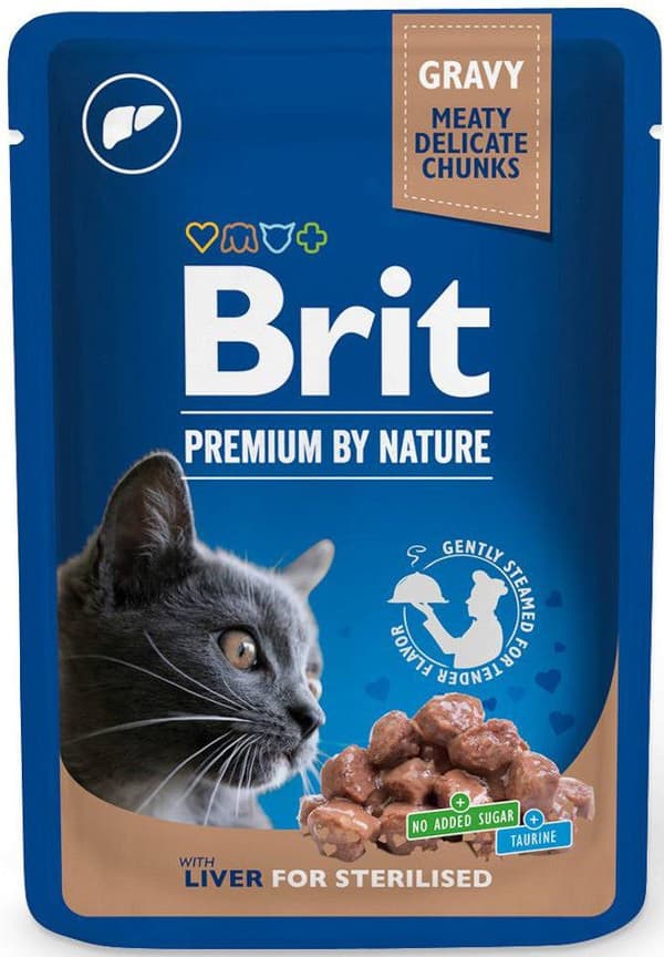 Brit Premium Cat | Våtfoder för katter | 100 g påse - LEVER FÖR STERILISERING | Lever 100 g