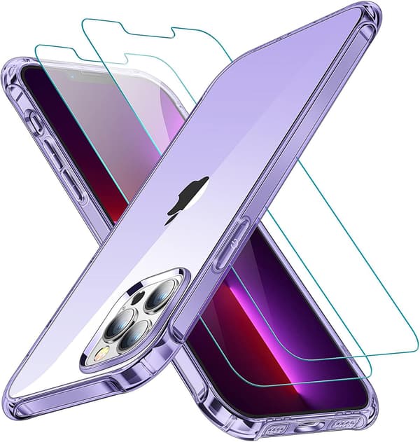 LÄPINÄKYVÄ VIOLETTI SUOJA IPHONE 13 PRO 6.1' 2X LASIA