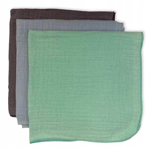 3-pack mini blöjor spottkläder muslin 38x38 klutar mint, blå, grå
