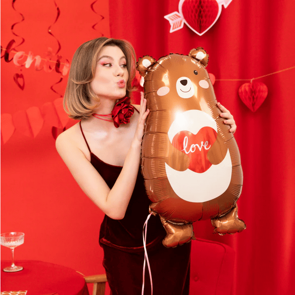 Bamse folieballon med hjerte Valentinsdag 48x79cm