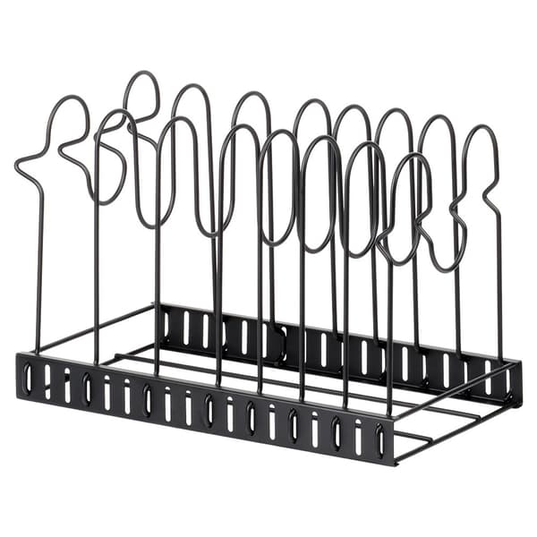 Stativ til gryder, pander og låg metallic sort 2-i-1
