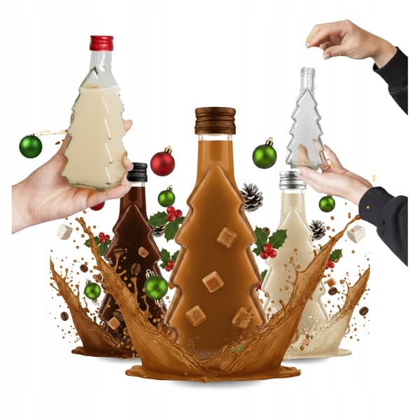 5X Flaska JULGRAN 250ml GLASFLASKOR för likörtinktur present 250 ml