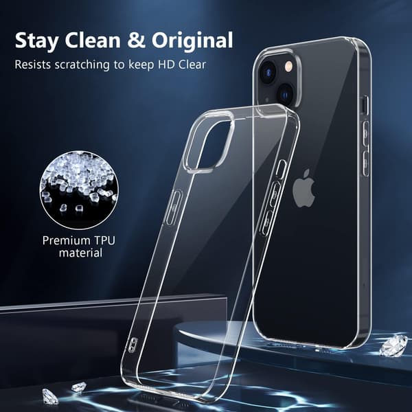ETUI TIL APPLE IPHONE 14 TRANSPARENT 3X HÆRDET GLAS HOLDBART MASSIVT
