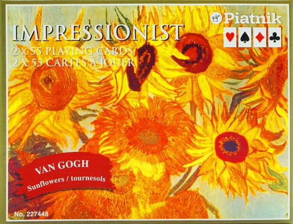 PIATNIK IMPRESSIONIST VAN GOGH AURINGONKUKAT Pelikortit puulaatikossa