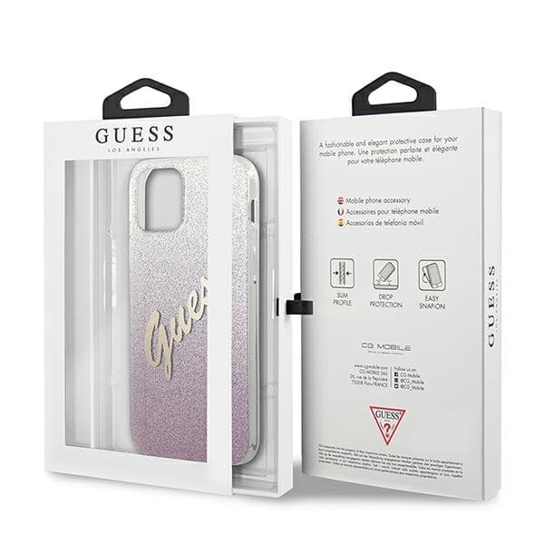 Guess GUHCP12SPCUGLSPI iPhone 12 mini 5.4 pink/pink hårdt cover Glitter Gradient Script