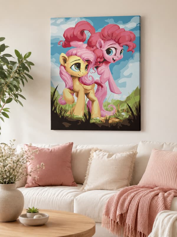 Maleri efter tal med ramme Billeder til maleri - Pony 40x50 cm