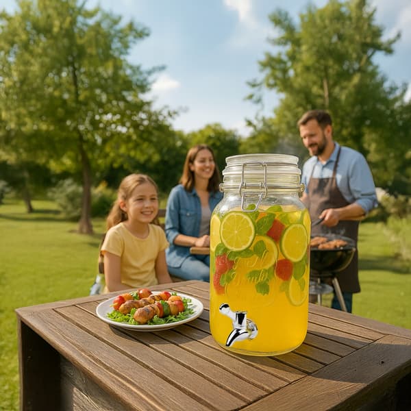 BURK med kran 4L glas för lemonad, juice, vatten, vattendispenser, flaskor