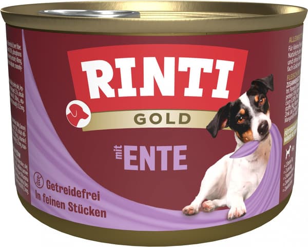 Rinti | Gold | Vådfoder til hunde - 185g dåse - And 185g