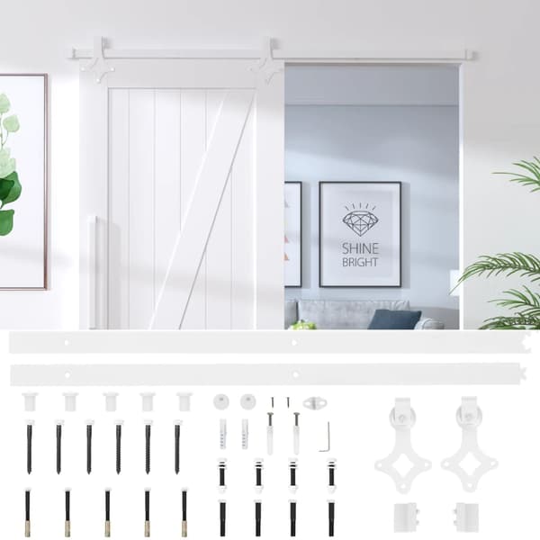 vidaXL Skjutdörrsinstallationssystem, 200 cm, Stål, Vit