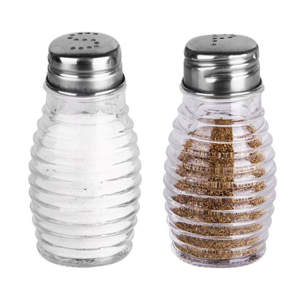 Saltkar og peberkar i glas 2 stk.