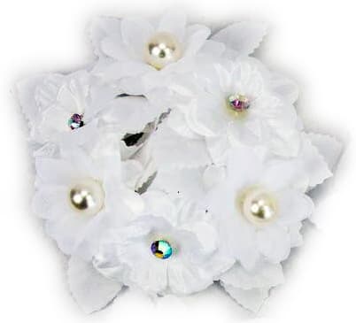 Ljusdekorering vita blommor 14cm