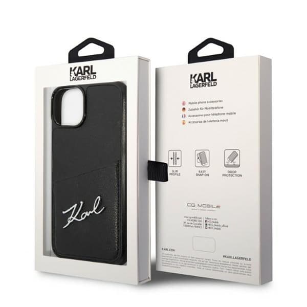 Karl Lagerfeld Signature Logo Cardslot - iPhone 14 Plus cover (sort)