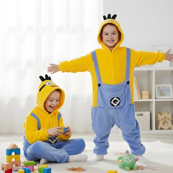 Kigurumi-pyjamas Minion-kostume til barn 115-125 cm
