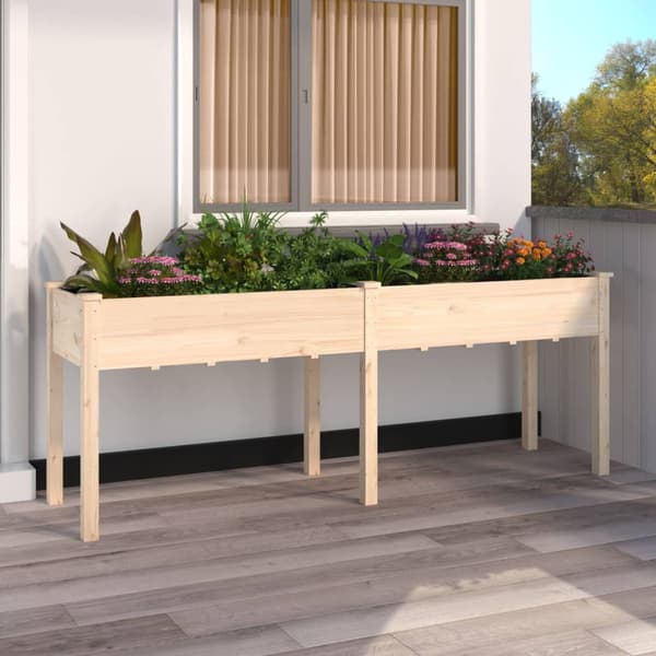 vidaXL Växtställ med foder 203x53x76 cm massivt granträ