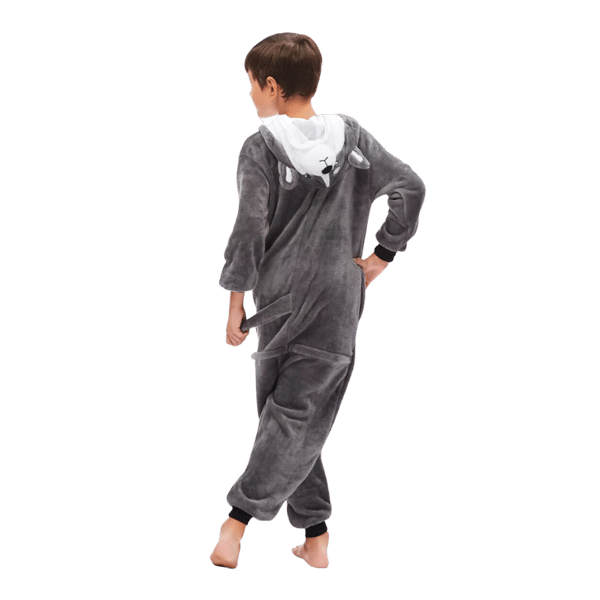 Kigurumi-pyjamas förklädnad grå husky barn 95-105 cm
