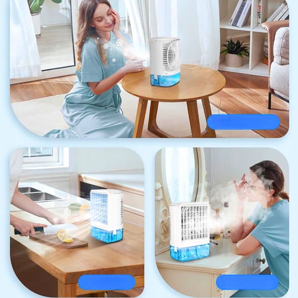 Mini Aircondition Skrivebordsventilator Stille Vandbaseret 800 ml LED