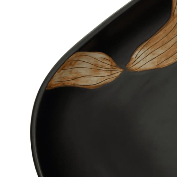 vidaXL bordvask, sort, oval, 59x40x14 cm, keramik