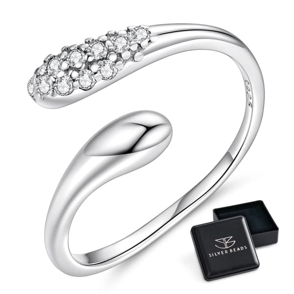 Silver justerbar ring CRISTAL TEARFLOWER 925 silver