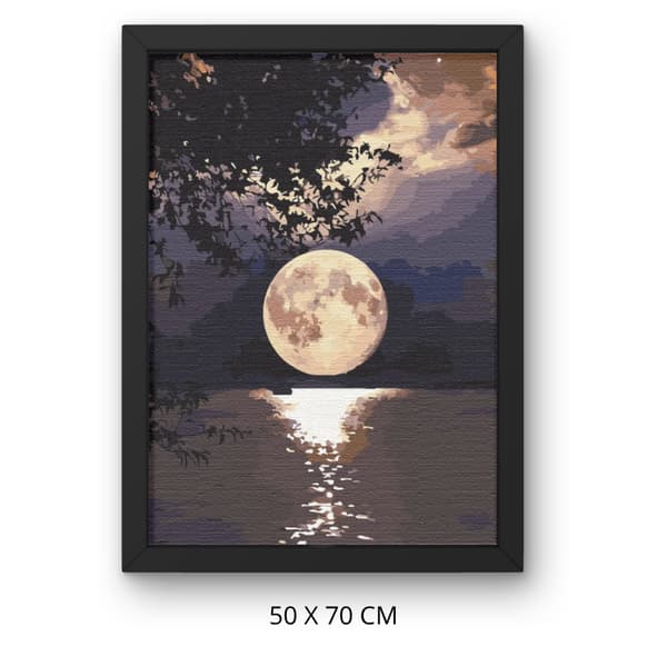Mal efter tal billede med ramme Fuldmåne 50x70 cm