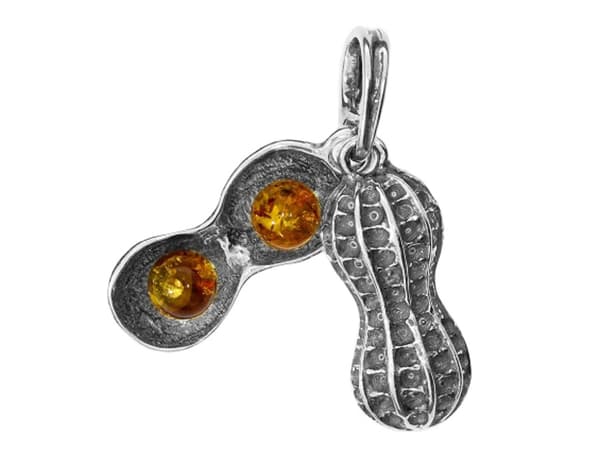 Silverhängsmutter med bärnstensfärgad oxiderad silverhängsmutter