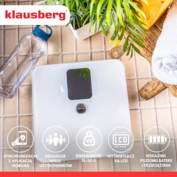 ÄLYKÄS IOS ANDROID ANALYYTTINEN KYLPYHUONEVAAKA KLAUSBERG KB-7941