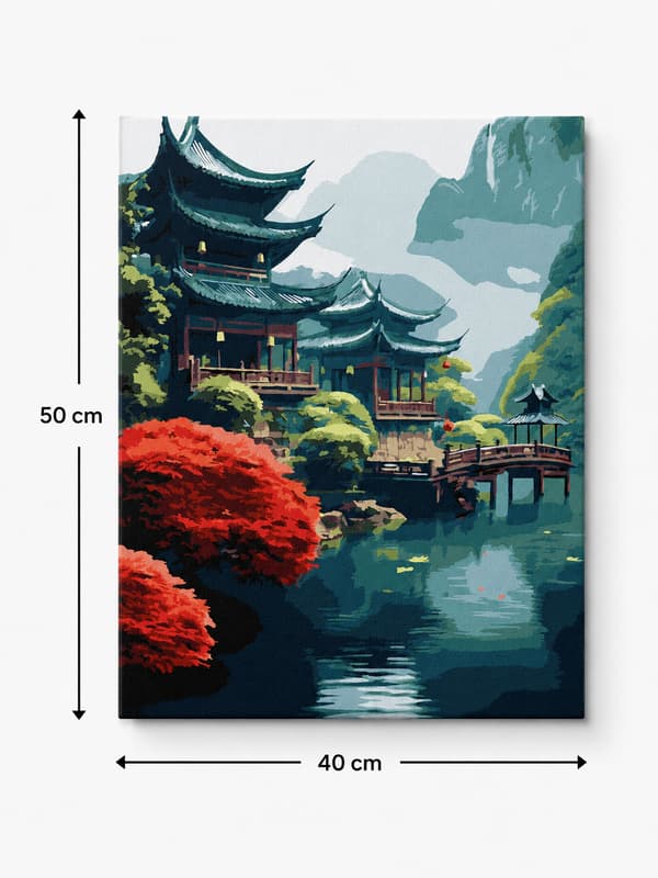 Målning med siffror asiatiskt tempel 40x50 cm