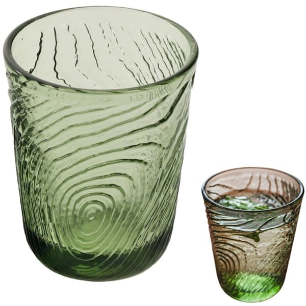 GLAS TIL VAND, GRINKS, JUICE 250ml, TRÆSKIVEMØNSTER, ARBRE GRØN