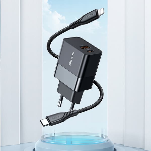 MCDODO SNABB VÄGGLADDARE FÖR IPHONE USB TYP C 2X USB USB-C PD 20W