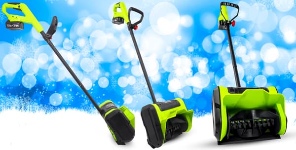 Elektrisk snöslunga med batteri för snö + 2x batteri 21V 600W
