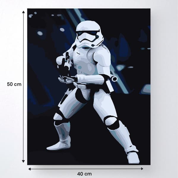 MALING EFTER TAL MED RAMME Billeder til maleri - Stormtrooper 40 x 50 cm