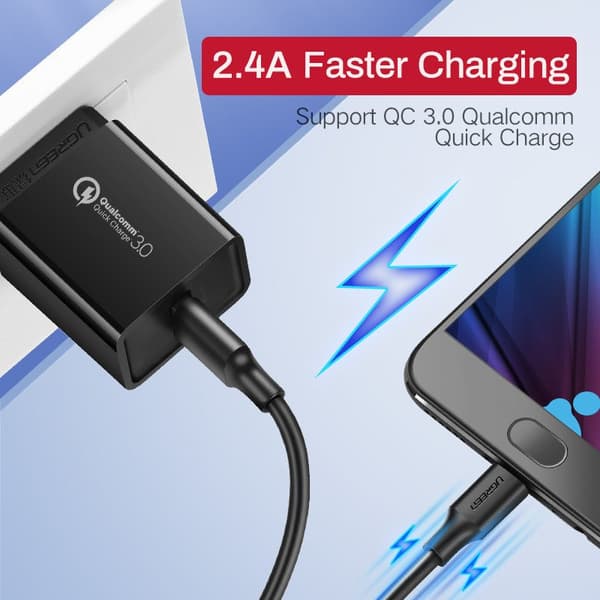 UGREEN US289 USB til Micro USB-kabel QC 3.0 2.4A 2m (hvid)