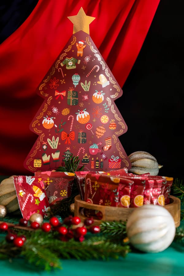 Adventskalender med löst te julgran present Green Touch