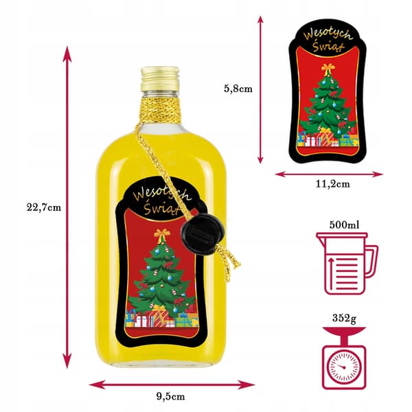 10x Klassiska 500ml premiumglasflaskor dekorerade för jullikörer