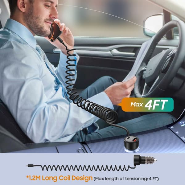 TECH-PROTECT CC05 2-PORTARS BILLADDARE PD60W + KABEL SVART
