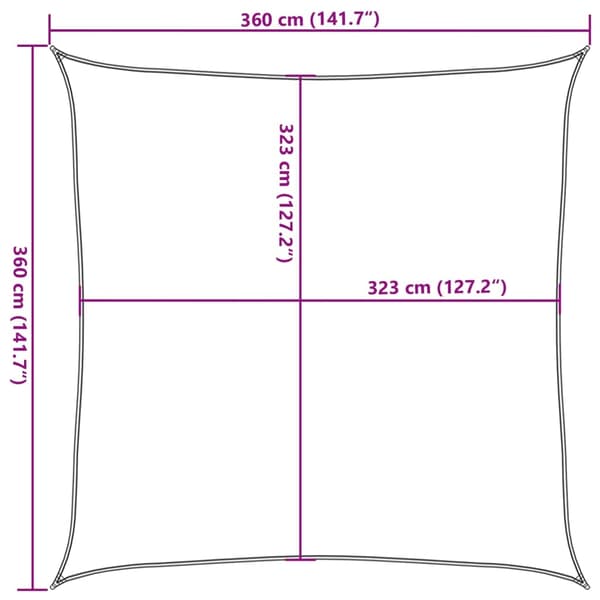 vidaXL solsejl, sand, 3,6x3,6 m, 100% polyester