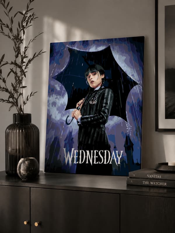 Målning med siffror med ram Wednesday Addams 40x50 cm
