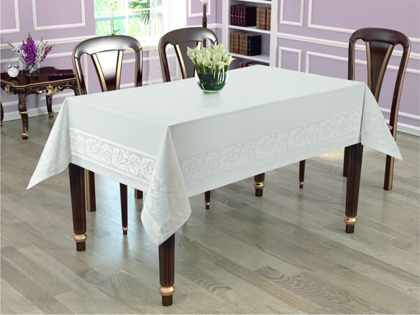 Fläckavvisande bordsduk VIT 140x200 Mesa LAURA